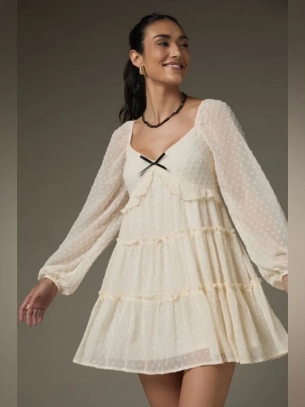 FRANCESCA Swiss dot tiered dress tunic